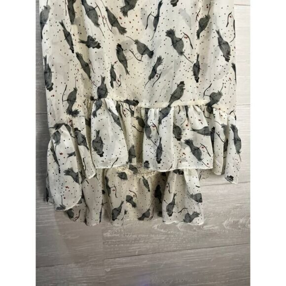 Mimi Chica White Gray‎ Bird Pattern Sleeveless High Low Top Small - Picture 3 of 5